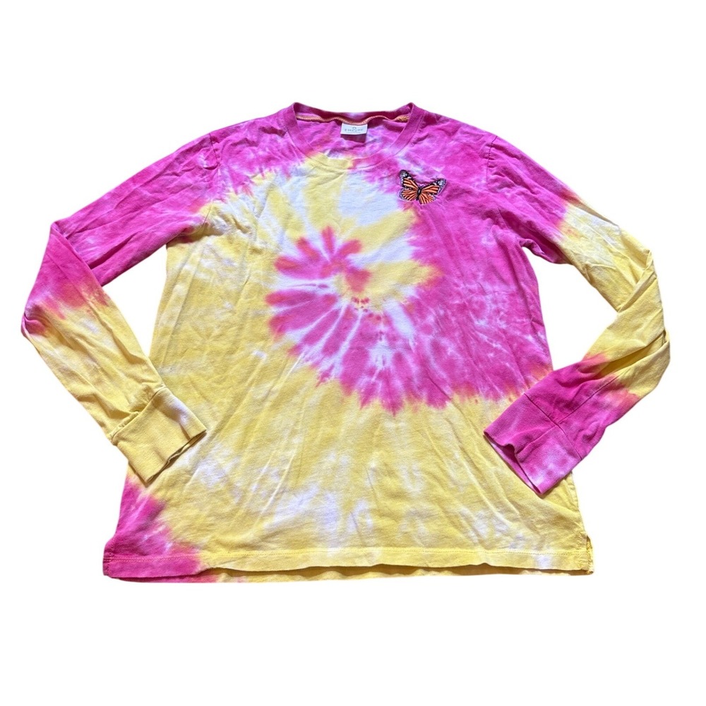 Empyre Graphic Tee Women Pink Yellow Tie Dye Old Soul Skeleton SIZE‎ Large